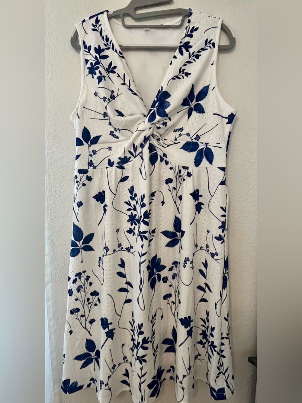 White and Navy Floral Sundress